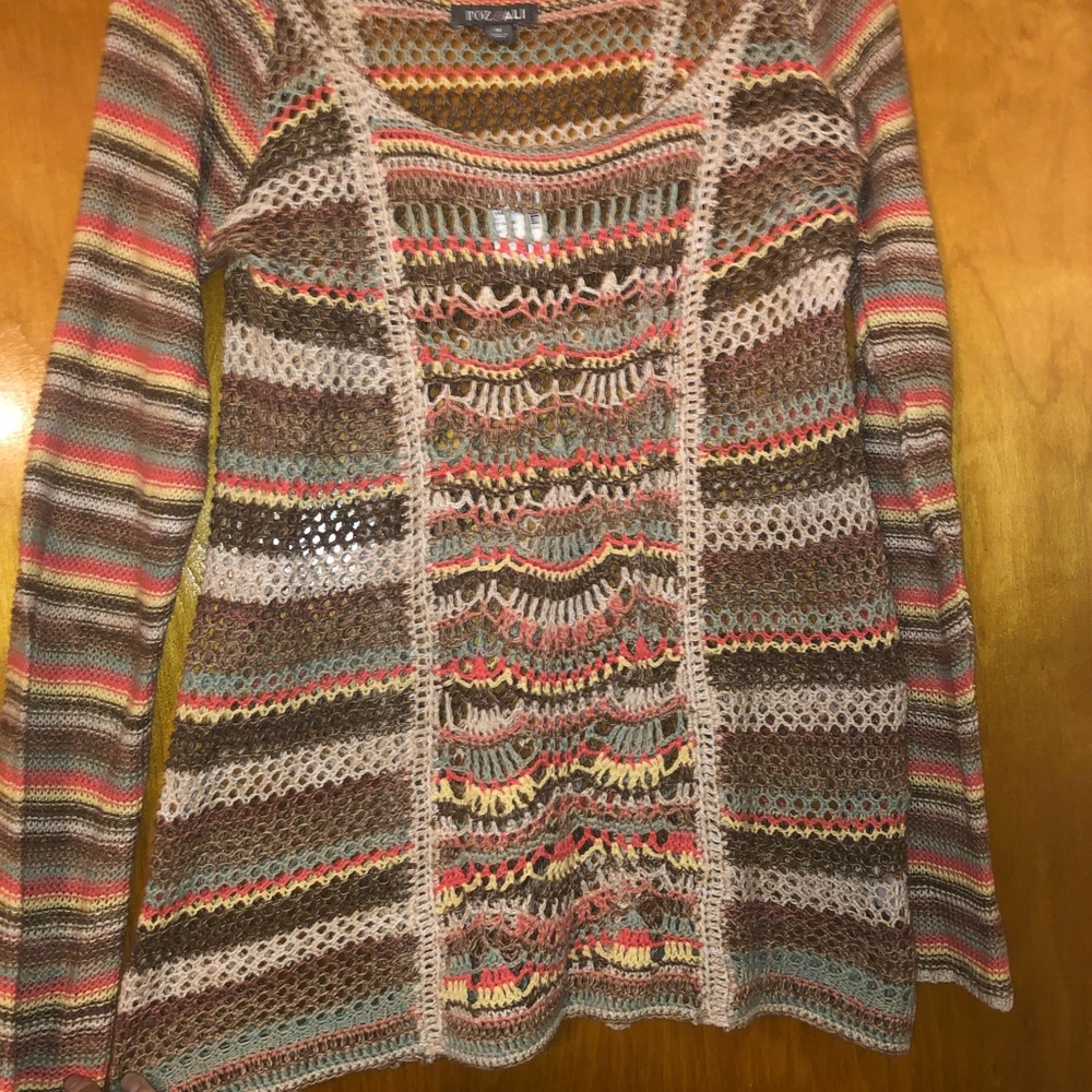 Crochet Boho/Hippie Striped Sweater size Medium NWT by Roz & Ali (for Dressbarn)